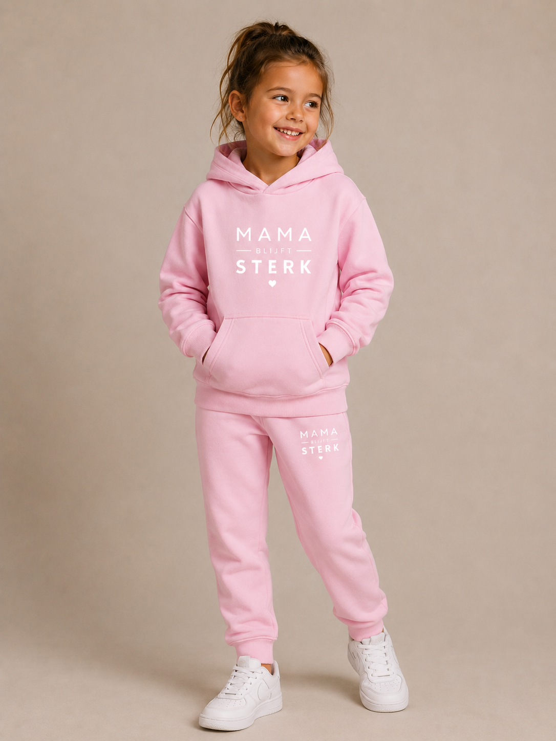 Mama Blijft Sterk Kids Comfort Set Pink - White