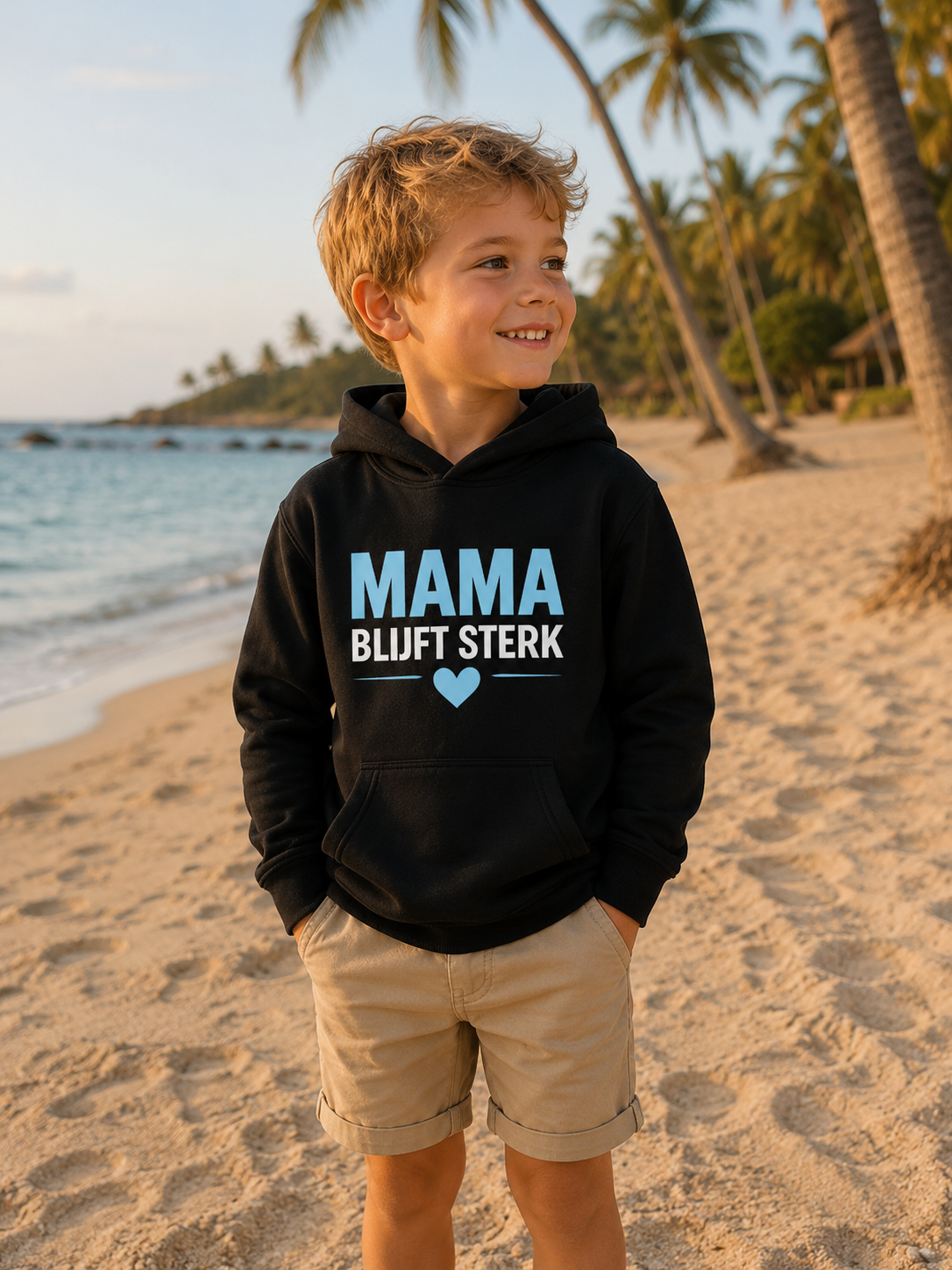 Kids Mama Blijft Sterk Hoody - Black - Babyblue