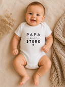 Papa Blijft Sterk Romper Baby  Wit - Zwart