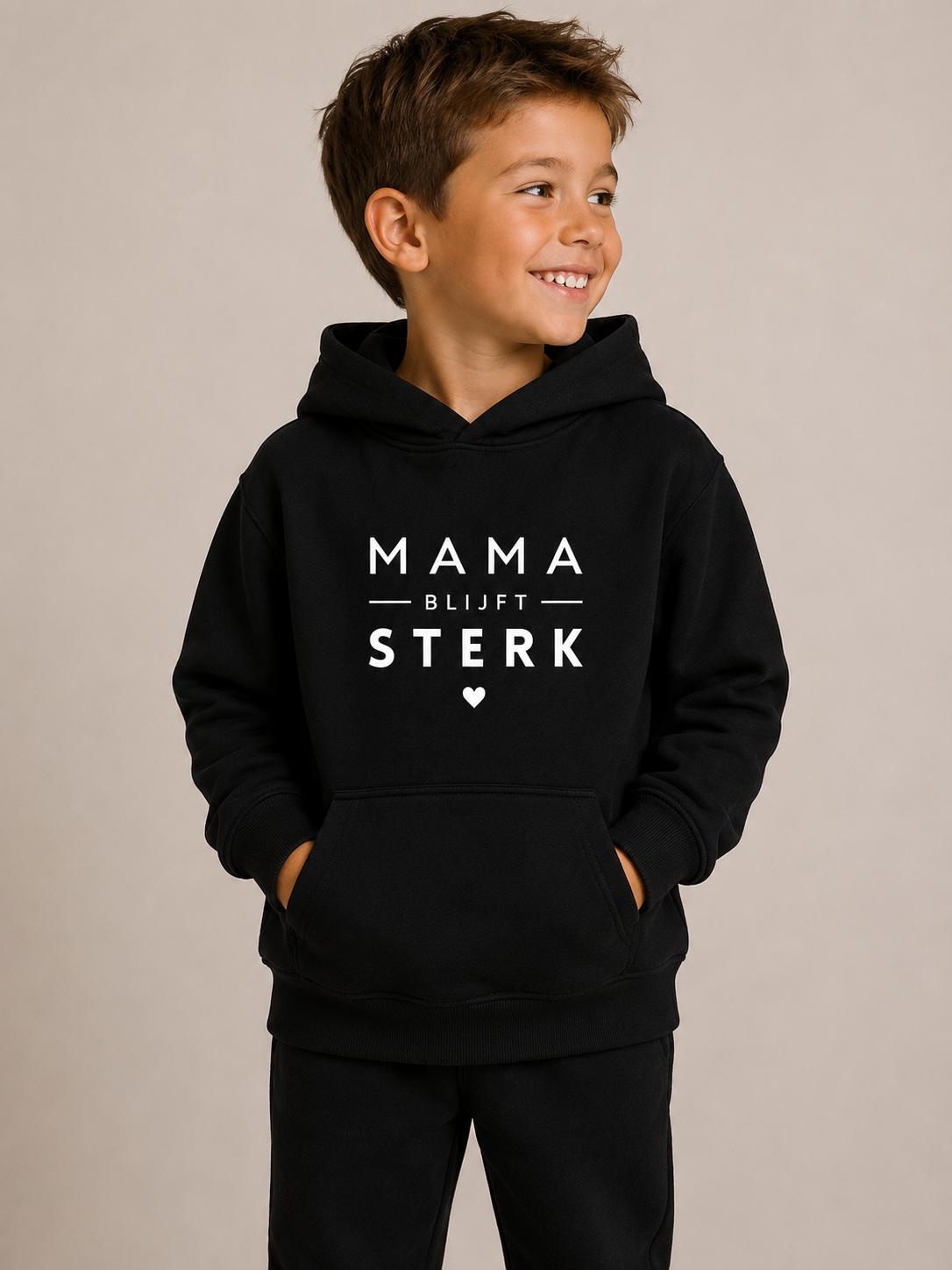 Mama Blijft Sterk  Kids Hoody Black - White