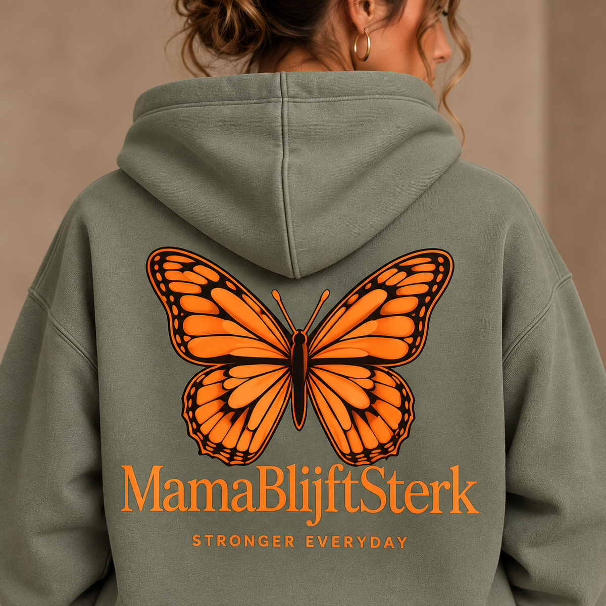 Zip Hoodie Olive / Orange butterfly collection