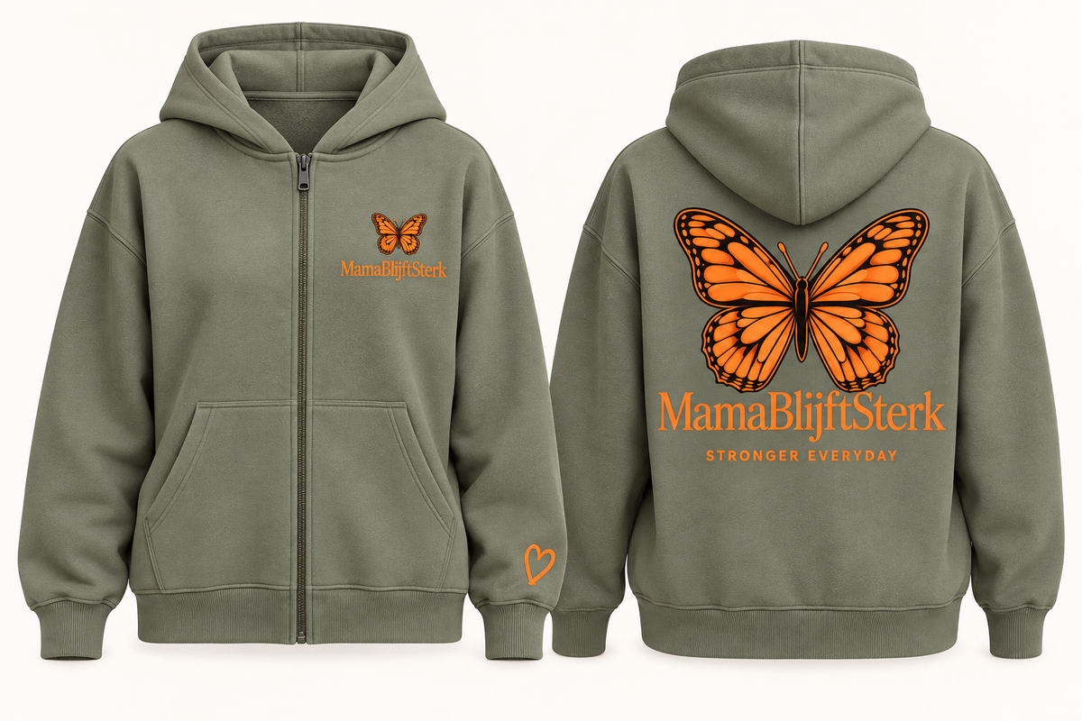 Zip Hoodie Olive / Orange butterfly collection