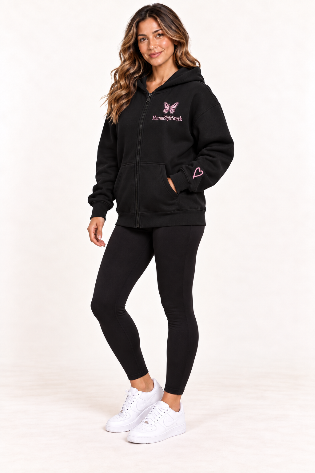 Zip Hoodie Black / Pink butterfly collection