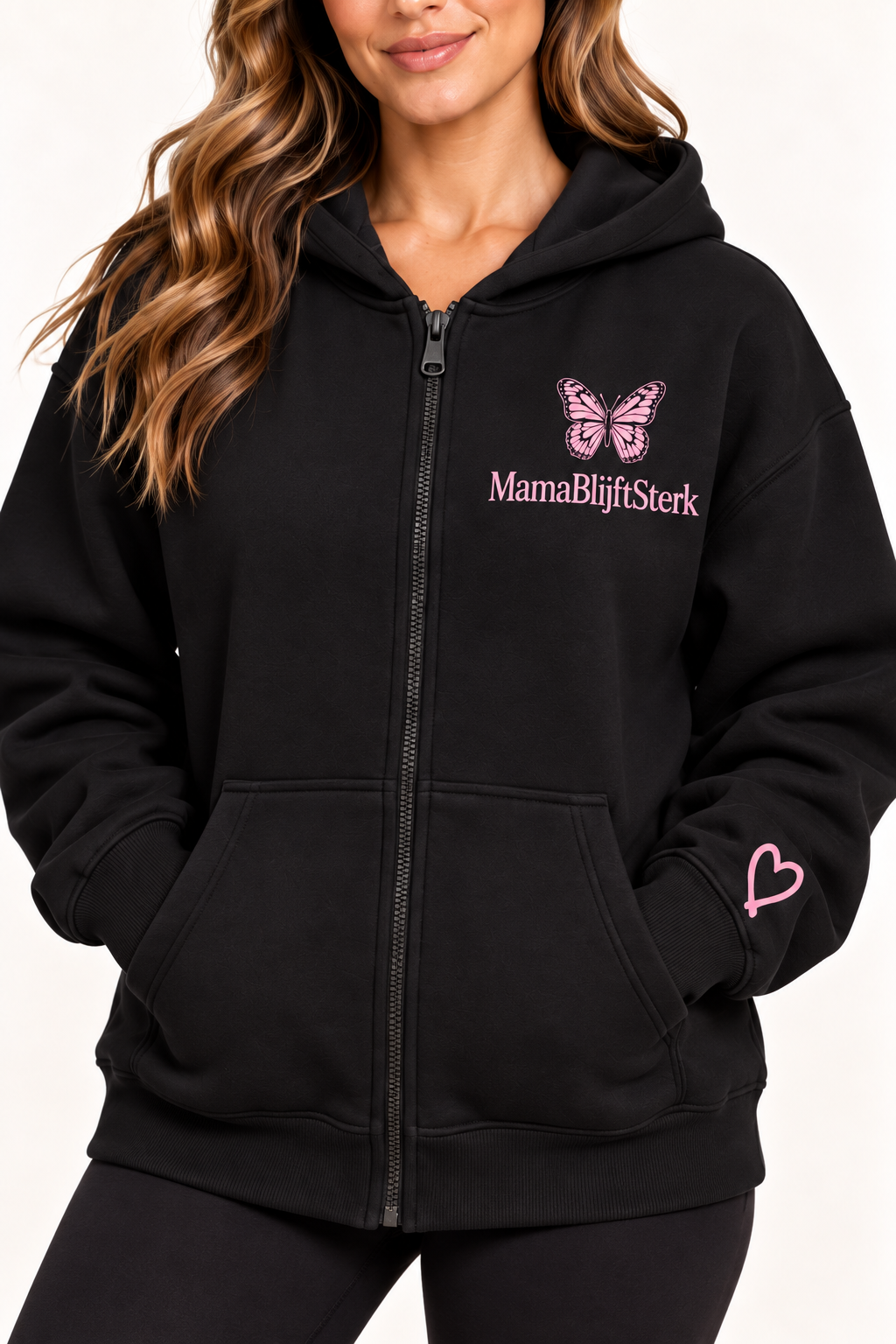 Zip Hoodie Black / Pink butterfly collection