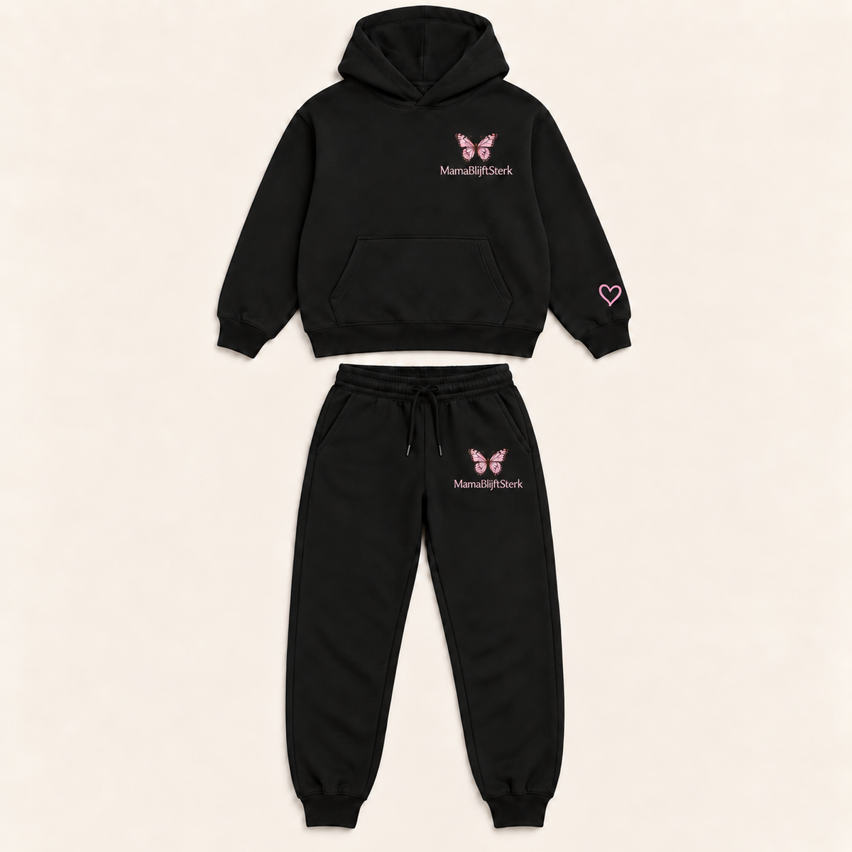 MamaBlijftSterk Butterfly Comfort Set Black / Babypink