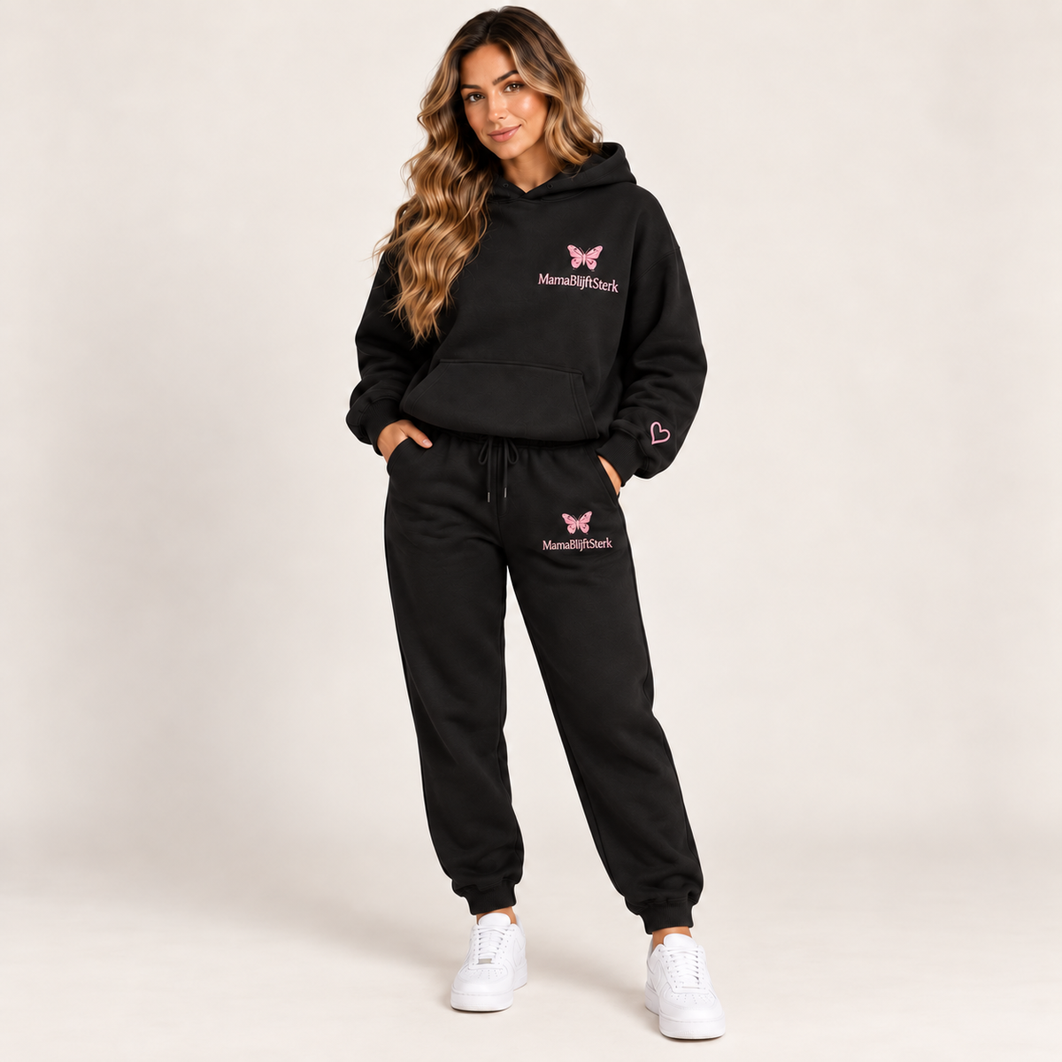 MamaBlijftSterk Butterfly Comfort Set Black / Babypink