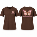 Chocolatebrown BY211 T-shirt met Peach-Cream MamaBlijftSterk vlinderprint voor- en achterkant