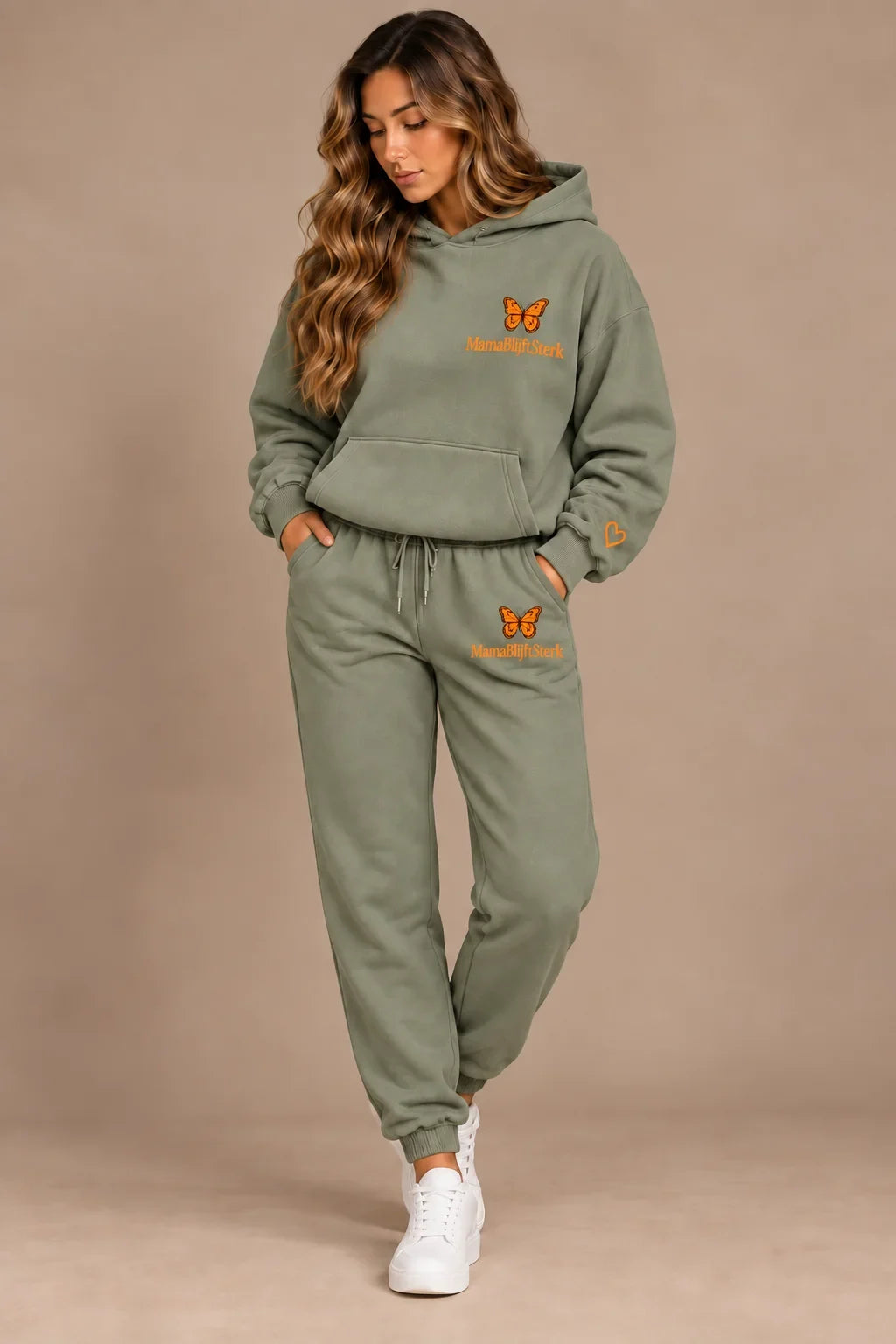 Olijfgroene MamaBlijftSterk Butterfly comfort set